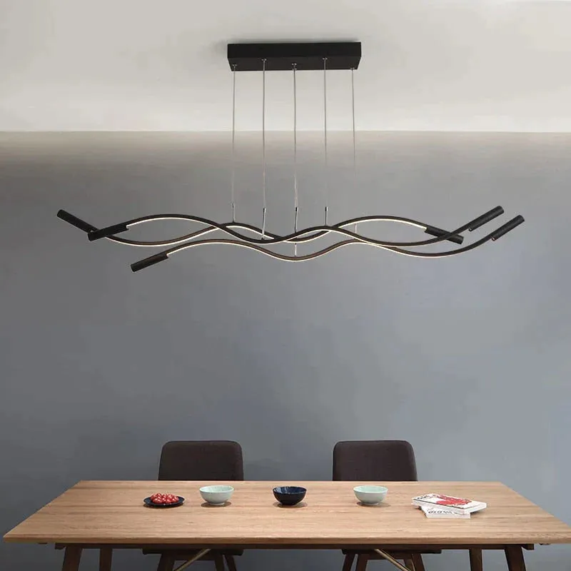 New Wave Aluminum Modern Led Pendant Light For Dining Room Living Kitchen Room Matte Black Or White Color Pendant Lamp