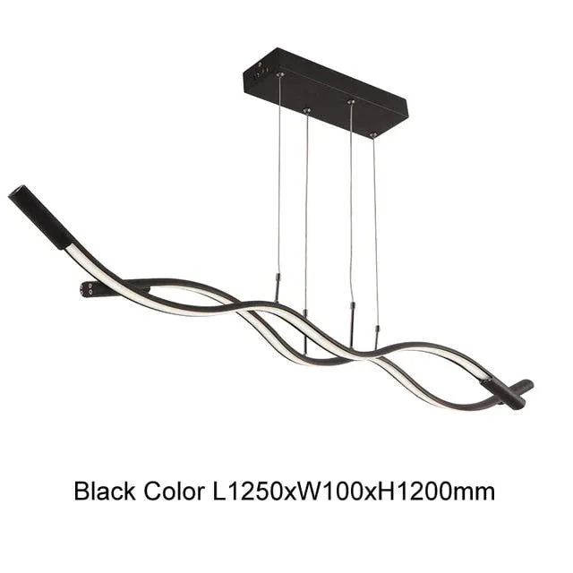 New Wave Aluminum Modern Led Pendant Light For Dining Room Living Kitchen Room Matte Black Or White Color Pendant Lamp