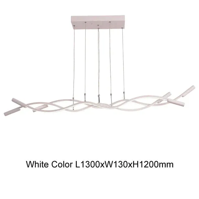 New Wave Aluminum Modern Led Pendant Light For Dining Room Living Kitchen Room Matte Black Or White Color Pendant Lamp