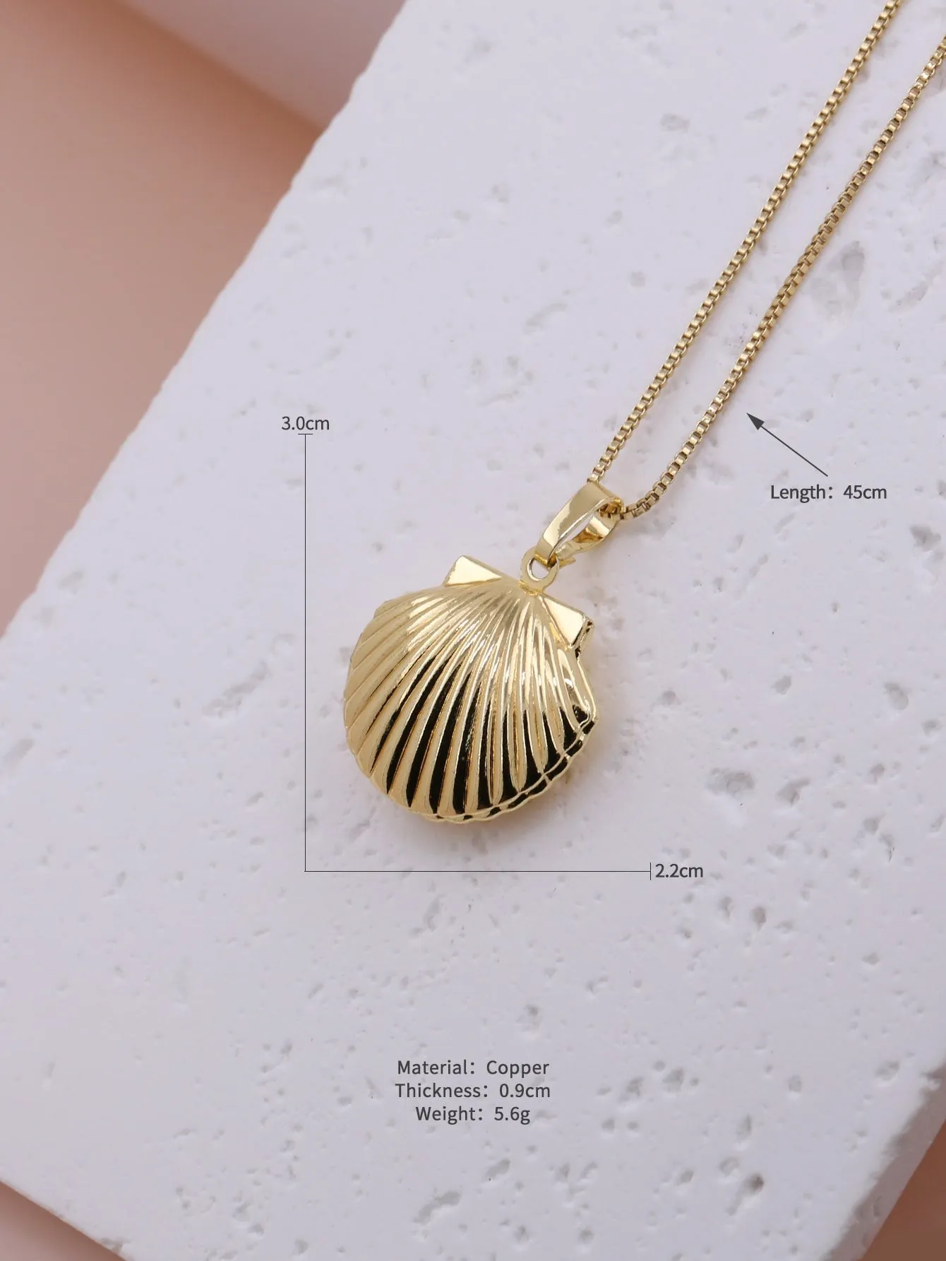 Nordic Style Small Simple Hollow Fan -Shaped Shell Photo Locket Pendant Photo