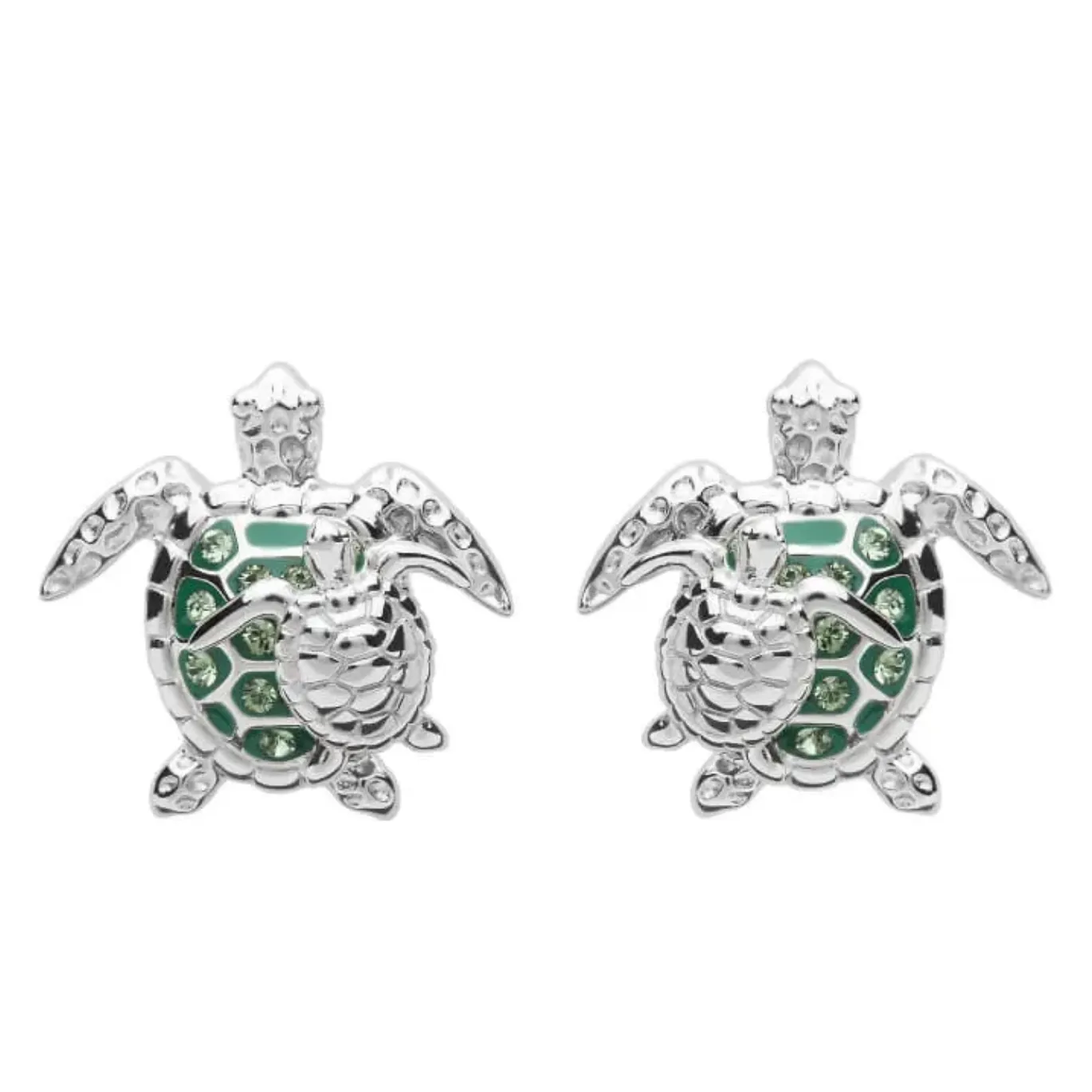 Ocean SS SW Crystal Turtle and Baby Stud Earrings