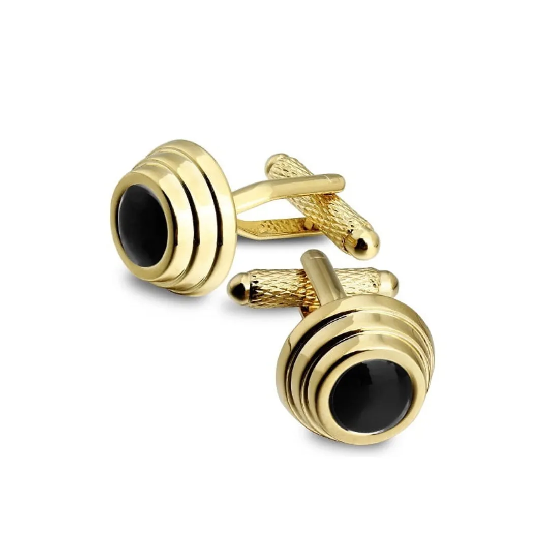 Onyx Art Gold Black Enamel Tuxedo Cufflinks