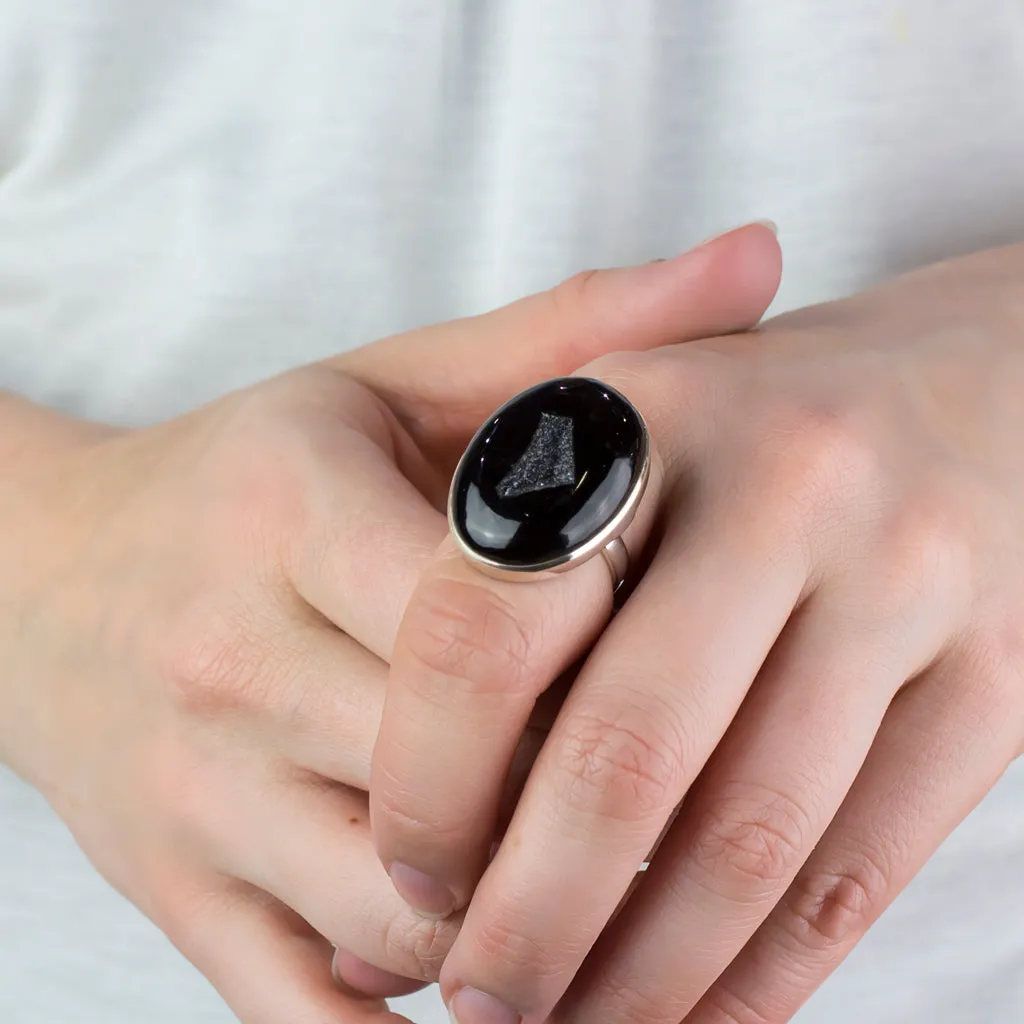 Onyx Druzy Ring