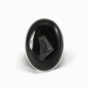 Onyx Druzy Ring