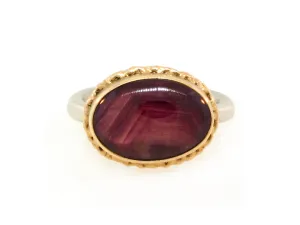 Oval Star Ruby Bezel Ring