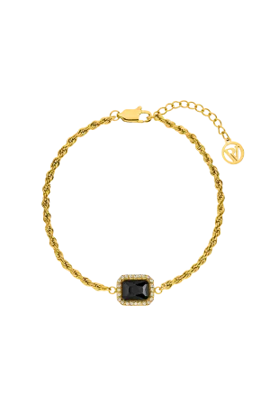 Pavé Emerald Black Bracelet 14K Gold Plated