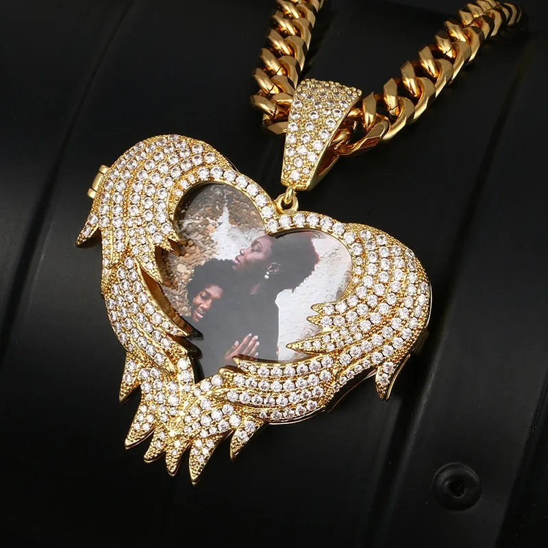 Personalized 14k Gold Heart Photo Pendant Necklace