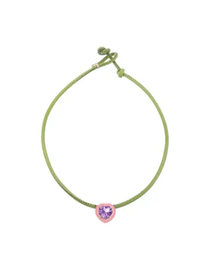 POP CHOKER ~ WITH HEART IN CANDY SETTING IN PINK