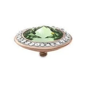 Qudo rose gold peridot swarovski halo 16mm tondo deluxe ring top 647618