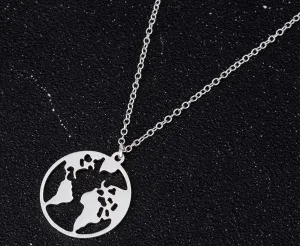 Rack Jack World Map Circle Round Jewellery Necklace Pendant Locket for Travel Ethusiats Gift for Women. Girls,Unisex