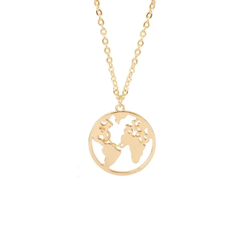 Rack Jack World Map Circle Round Jewellery Necklace Pendant Locket for Travel Ethusiats Gift for Women.