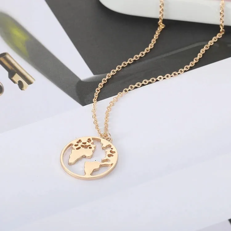 Rack Jack World Map Circle Round Jewellery Necklace Pendant Locket for Travel Ethusiats Gift for Women.