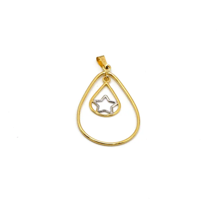 Real Gold 2 Color Dual Drop Star Hanging Pendant 1518-YW P 1851