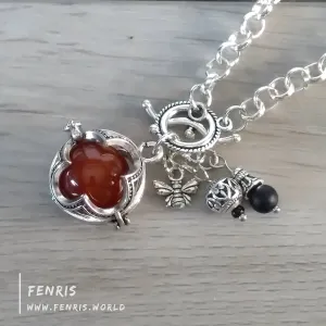 Red Carnelian Necklace Silver Gothic Sphere