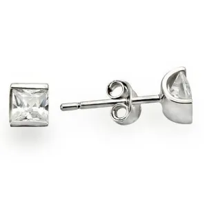 Rhodium 925 Sterling Silver Earrings with AAA Grade CZ in Clear for Women Clear Stone Color Style 0W388