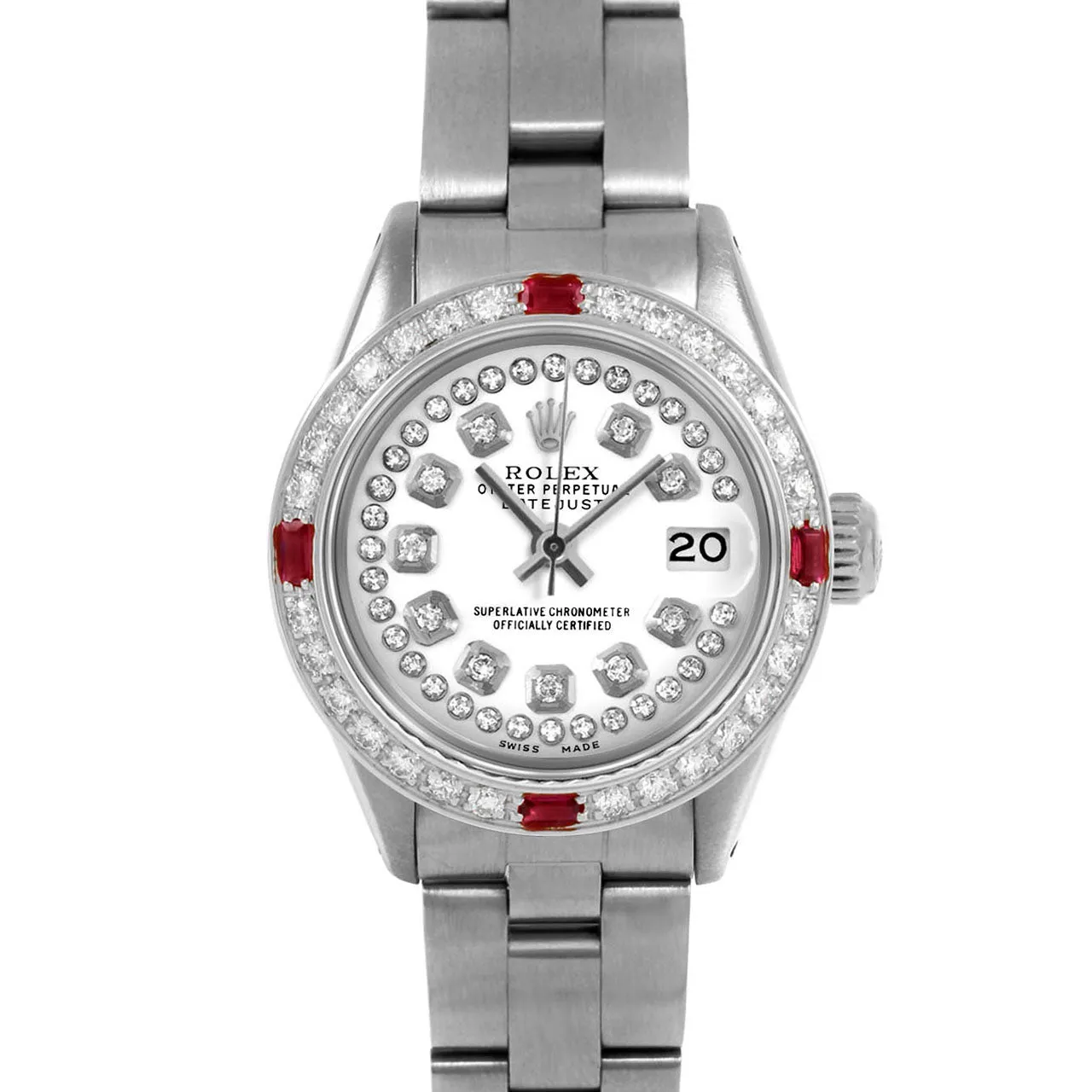 Rolex Datejust 26mm | 6917-SS-WHT-STRD-4RBY-OYS