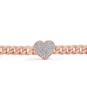 Rose Gold Chunky Chain Link Heart Bracelet