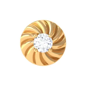 Round Moissanite Gold Swirl Earring for Helix Piercing