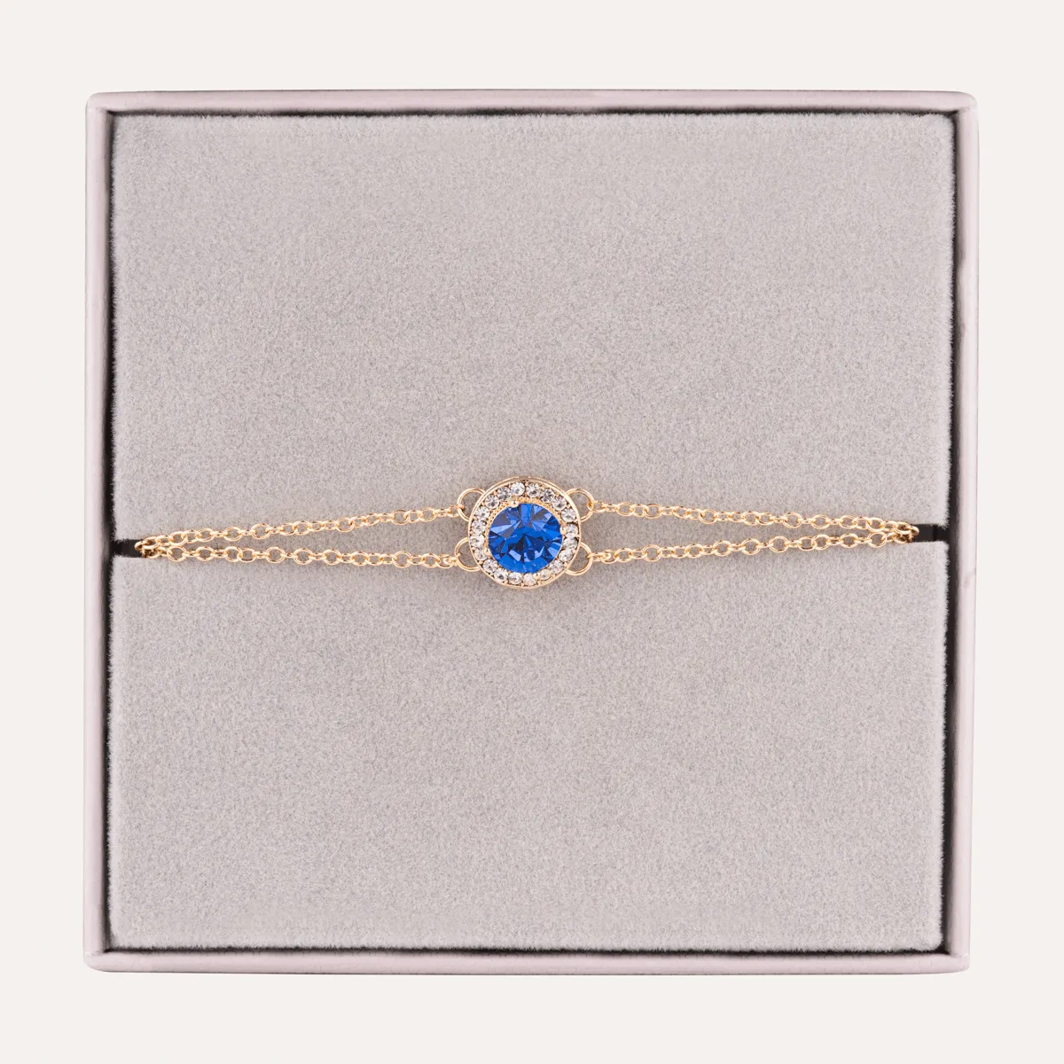 September Sapphire-Colour Birthstone Clasp Bracelet In Gold-Tone