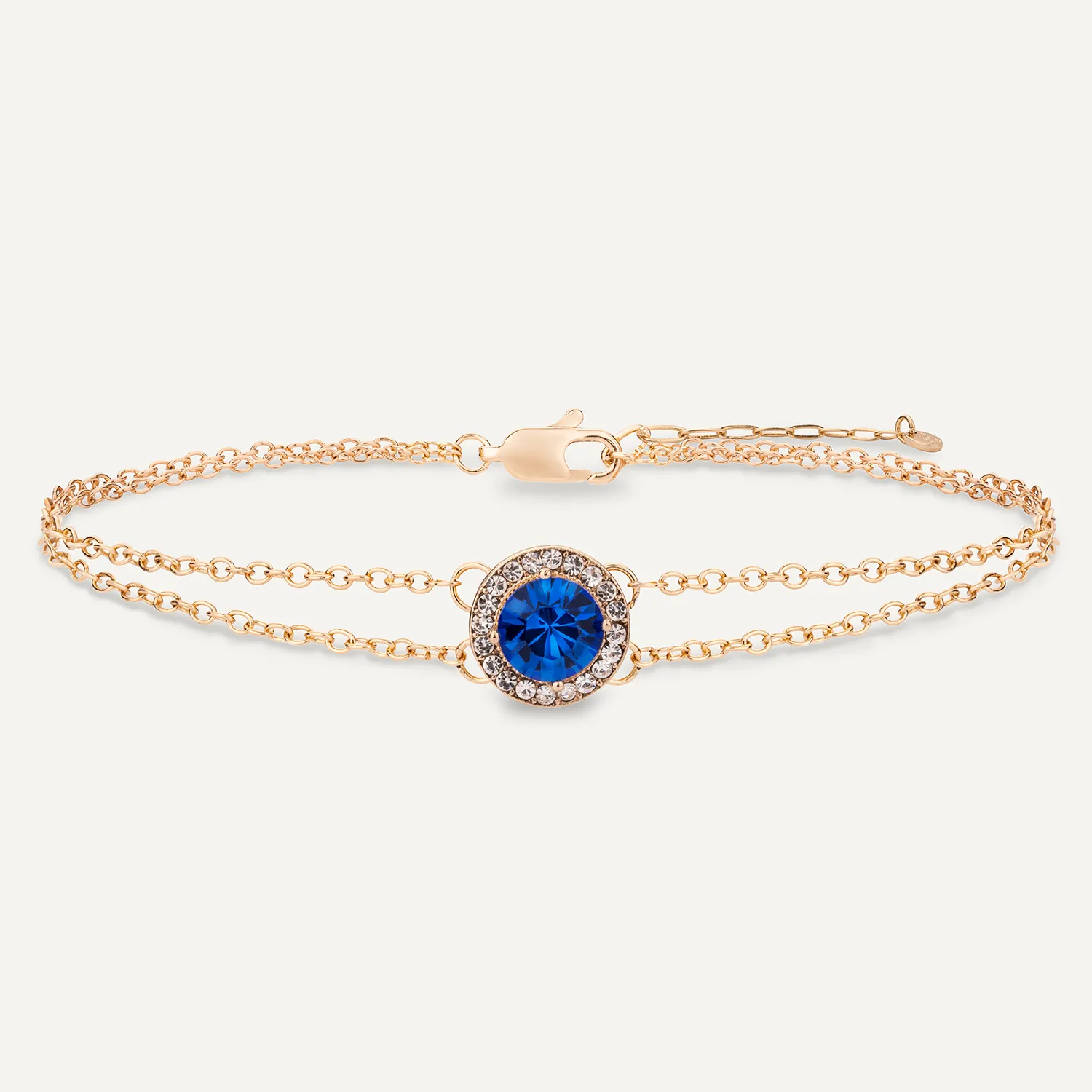 September Sapphire-Colour Birthstone Clasp Bracelet In Gold-Tone