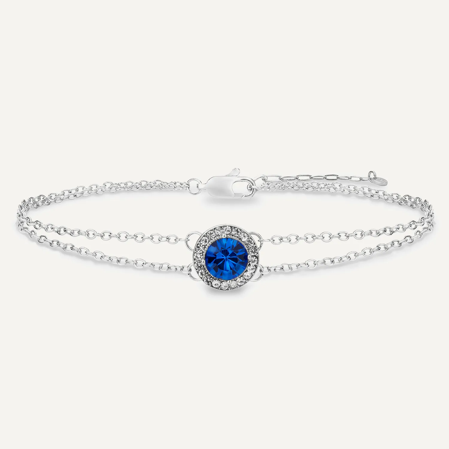 September Sapphire-Colour Birthstone Clasp Bracelet In Silver-Tone