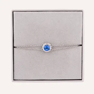 September Sapphire-Colour Birthstone Clasp Bracelet In Silver-Tone