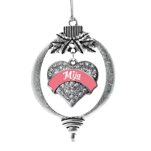 Silver Coral Mija Pave Heart Charm Holiday Ornament