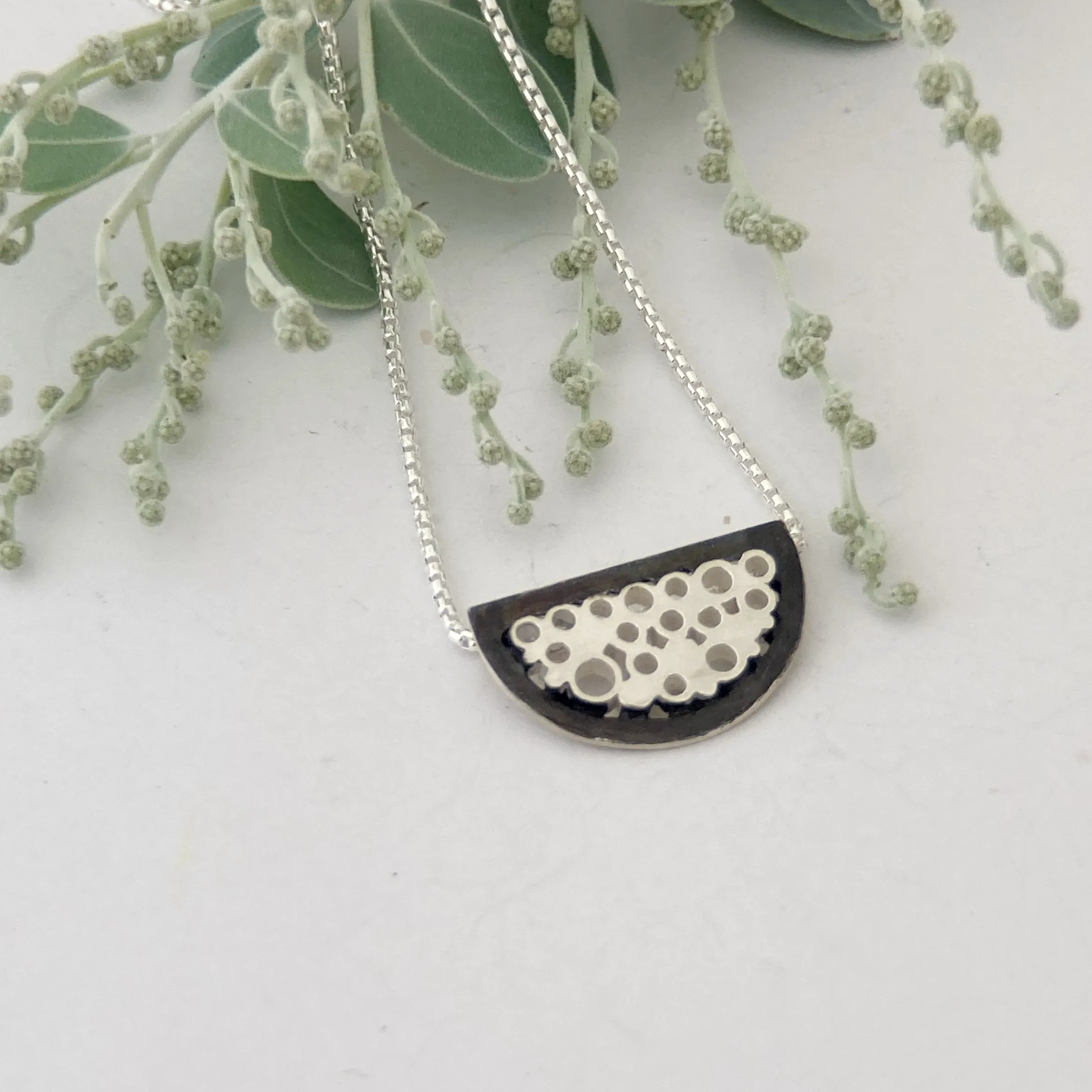 Silver half foam necklace