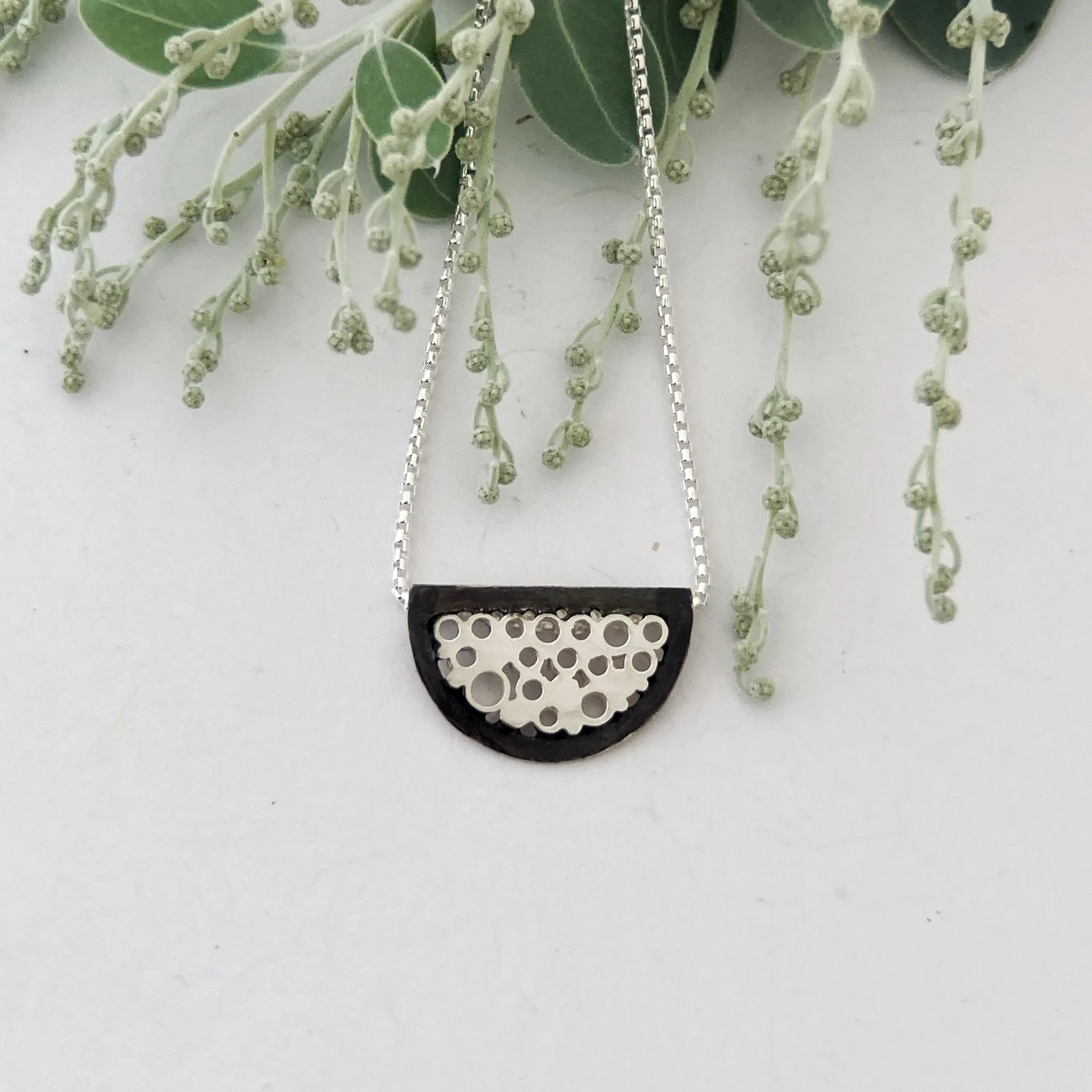 Silver half foam necklace