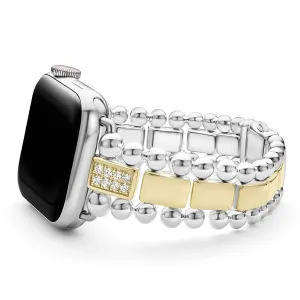 Smart Caviar 18K Gold and Sterling Silver Single Diamond Watch Bracelet-38-45mm