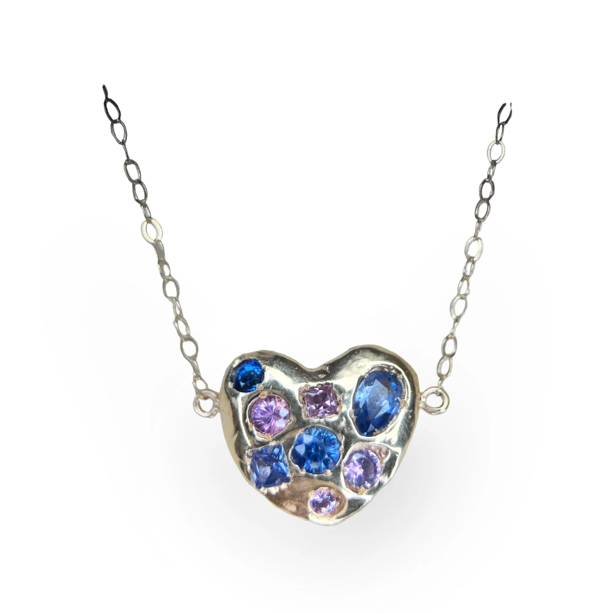 Sold Out - Harlequin One of a kind Sapphire Heart Candy in 14Ct Yellow Gold