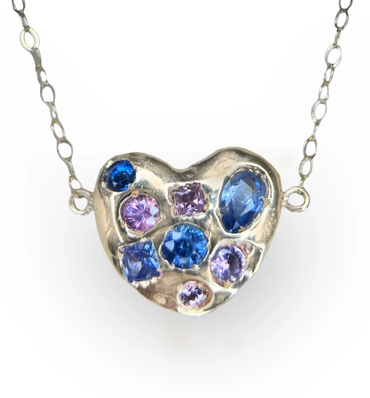 Sold Out - Harlequin One of a kind Sapphire Heart Candy in 14Ct Yellow Gold