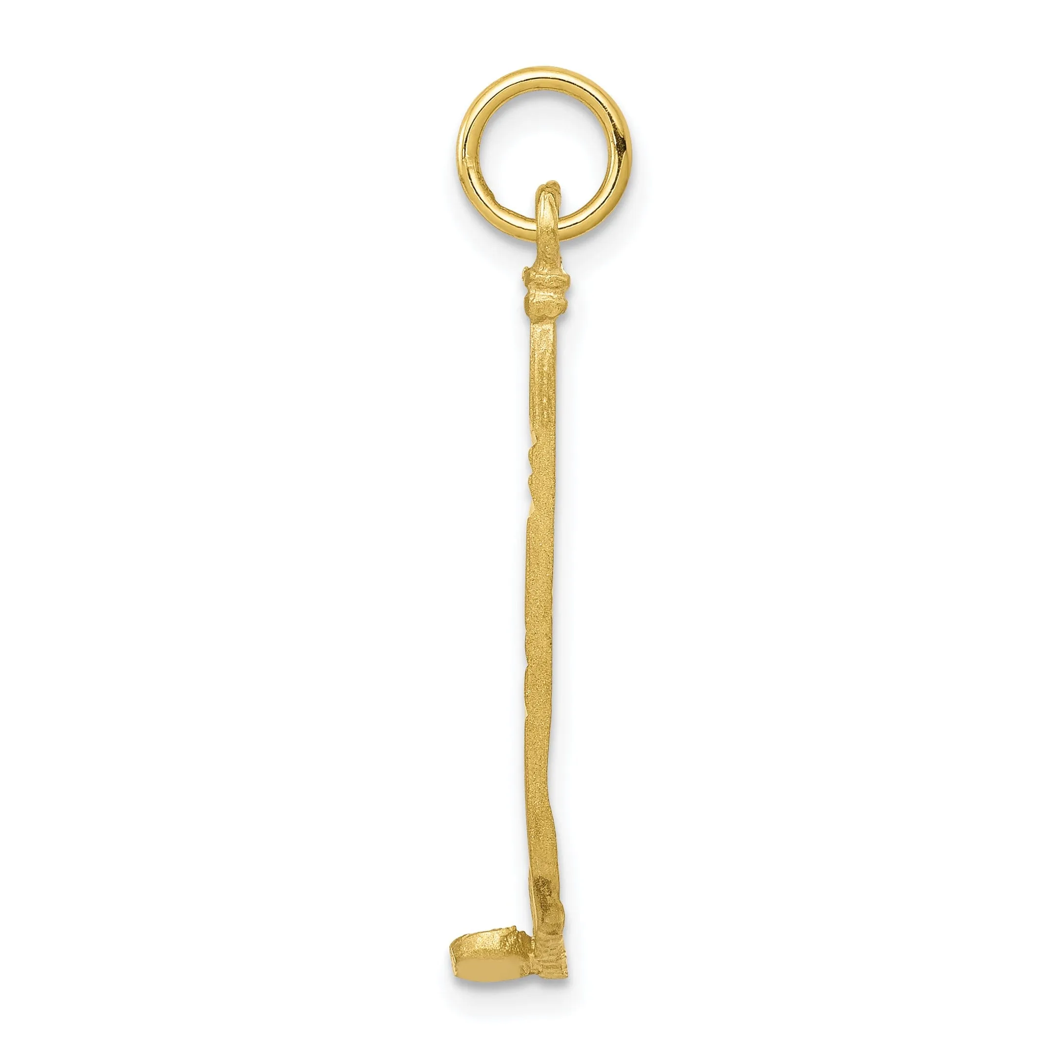 Solid 10k Yellow Gold Hockey Stick Pendant