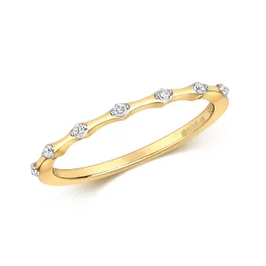 Solid Gold Seven Diamond Fine Band Ring