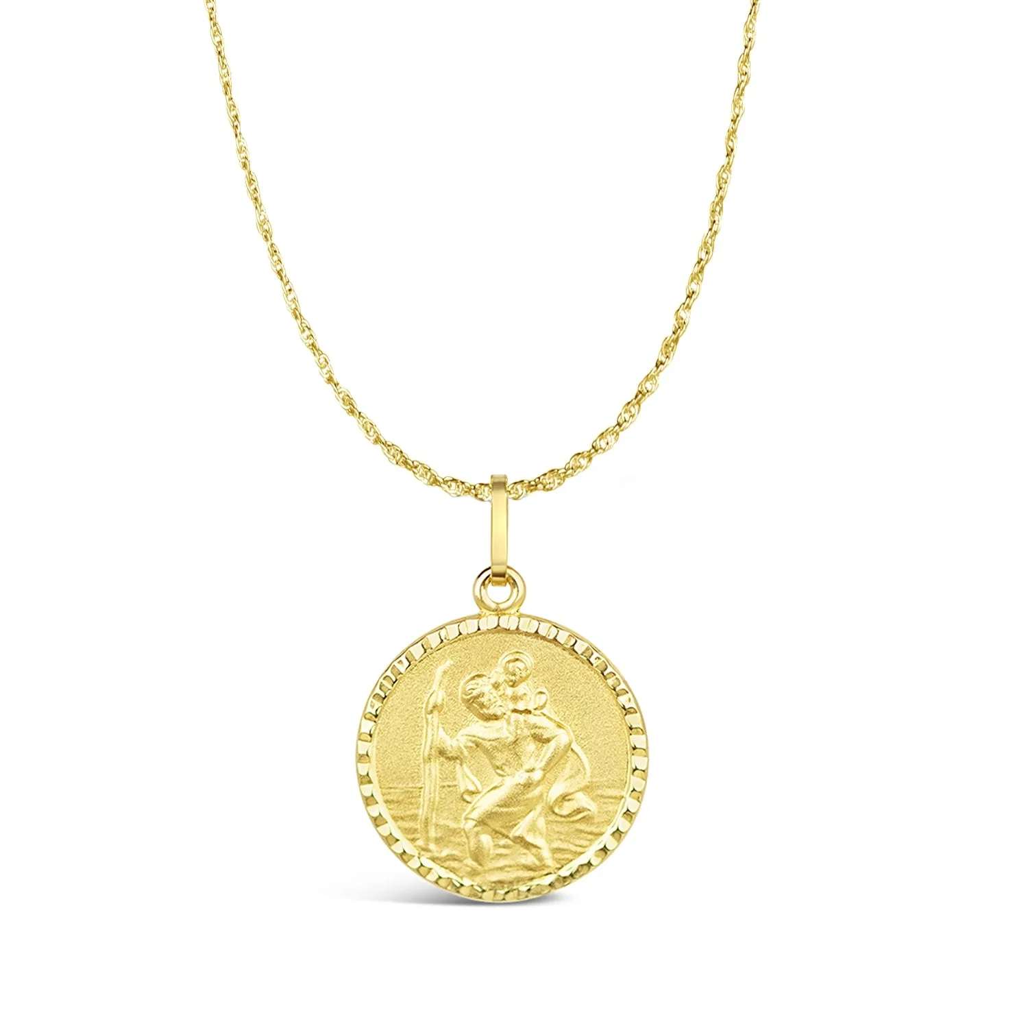 St Christopher Necklace Solid Gold   Engraving