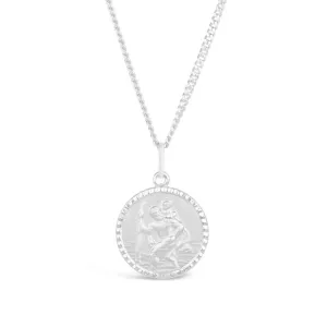 St Christopher Necklace Solid Silver   Engraving