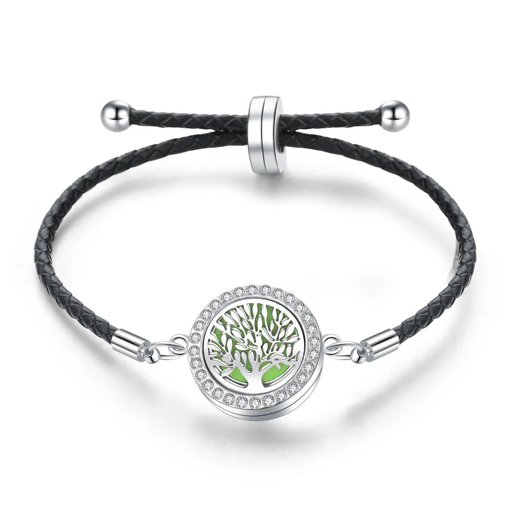 Stainless Steel Alloy Hollow Tree Of Life Aromatherapy Oil Bracelet