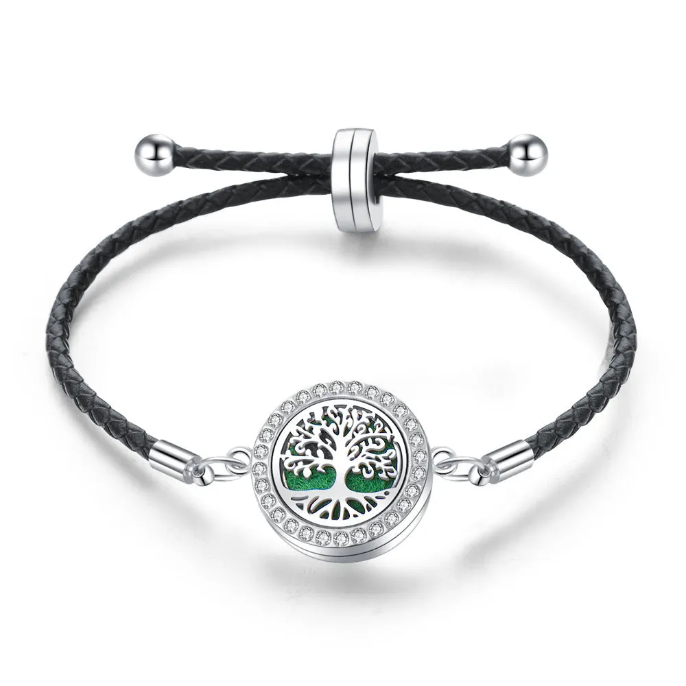 Stainless Steel Alloy Hollow Tree Of Life Aromatherapy Oil Bracelet