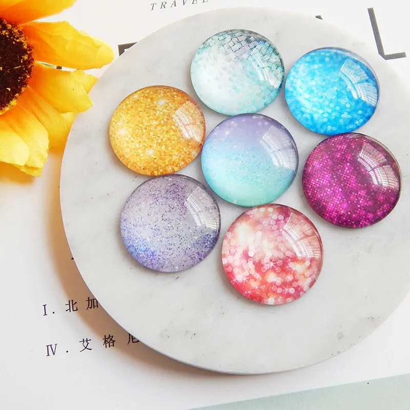 Starry Sky Round Cabochon 3/8 1 2 1/4" 10 - 58 mm Digital Photo Glass Beads Tiles Domes Cameo Seal Charm Locket Charms Wholesale Final Sale