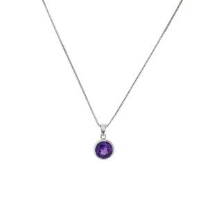 Sterling Silver Brilliant Cut Amethyst Pendant