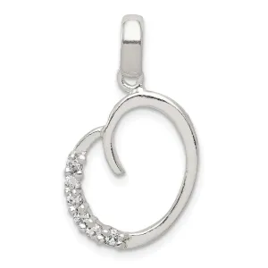 Sterling Silver CZ Initial O Charm Pendant