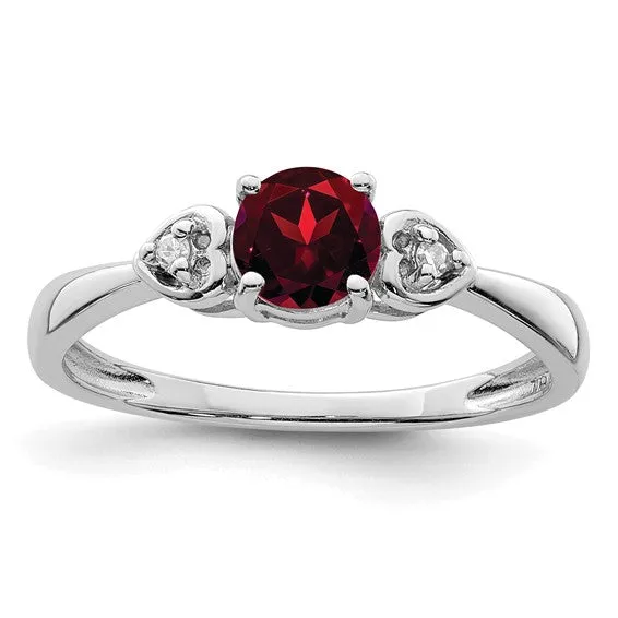 Sterling Silver Round Genuine Gemstone And Diamond Rings