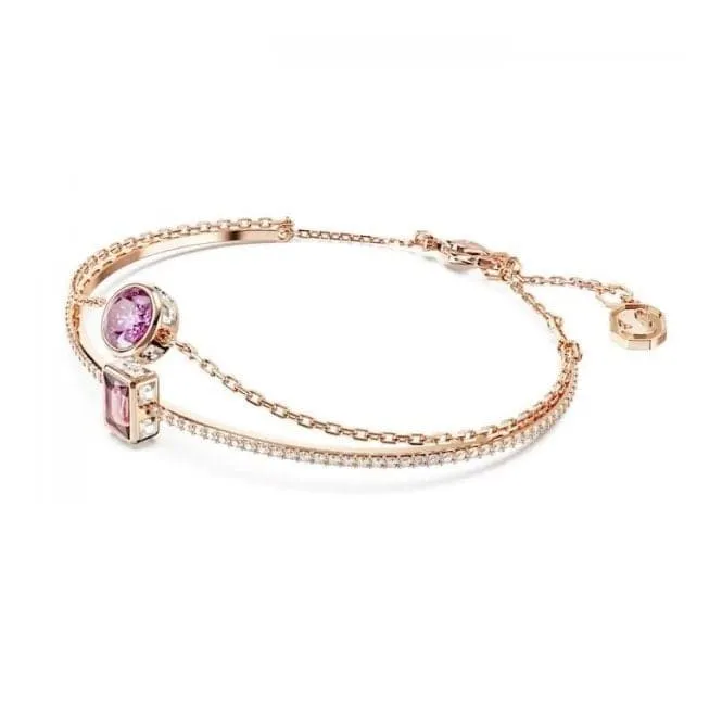 Stilla Mixed Cuts Pink Rose Gold-tone Plated Bangle 5668243