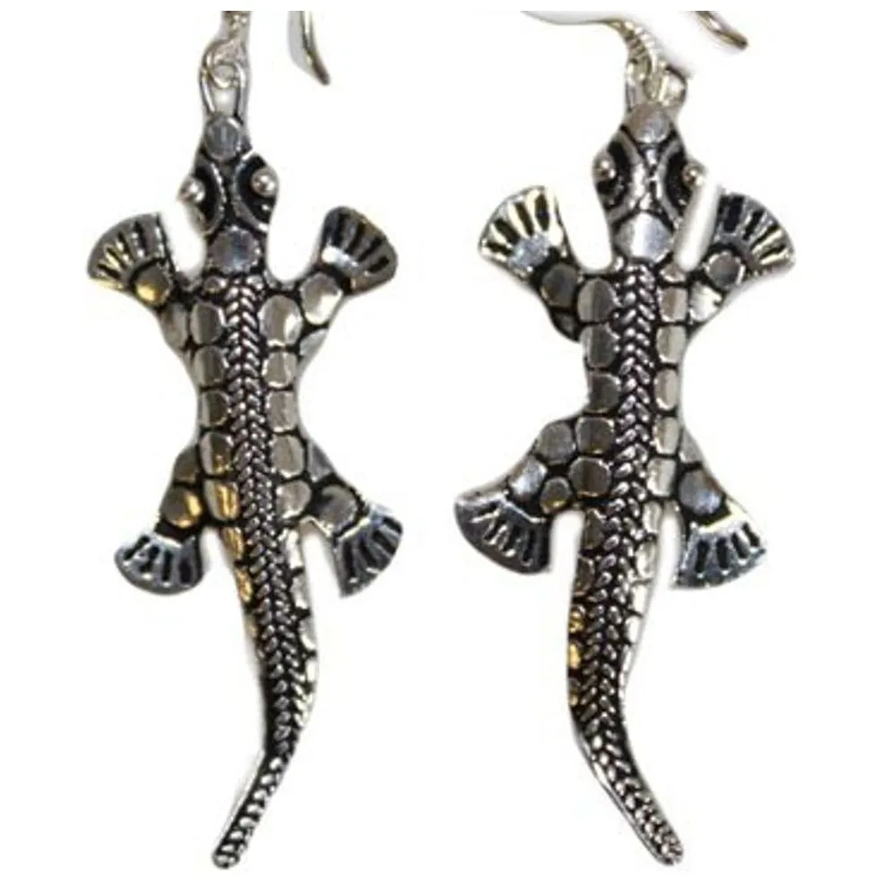 Thai Silver Lizard Earrings - 925 Silver Geko Design