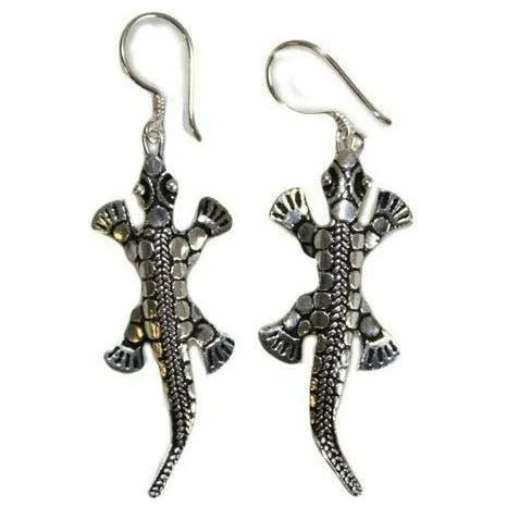 Thai Silver Lizard Earrings - 925 Silver Geko Design