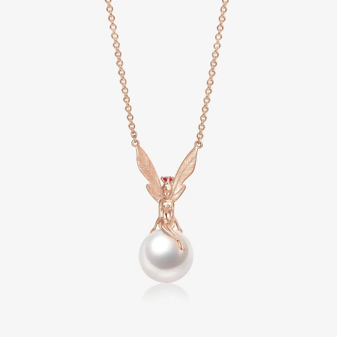 THIALH - DATURA • ASTRA - 18K Rose Gold L size Pink Sapphire and Pearl Necklace