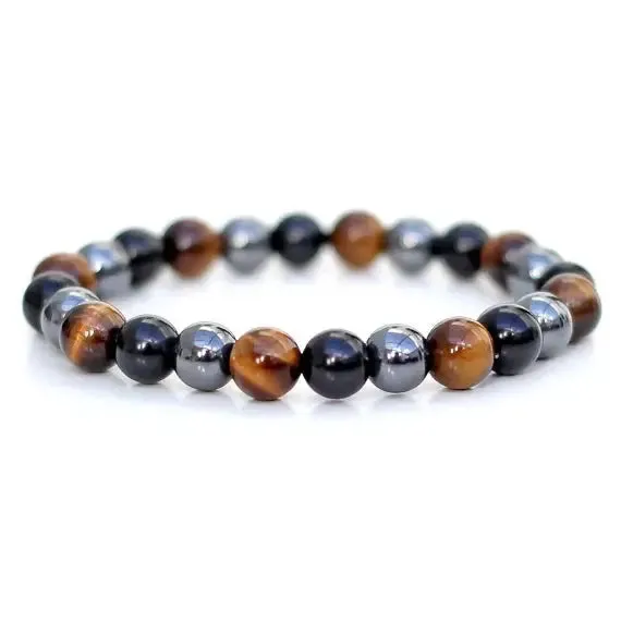 Tiger Eye & Onyx & Hematite Natural Stone handmade Bracelet