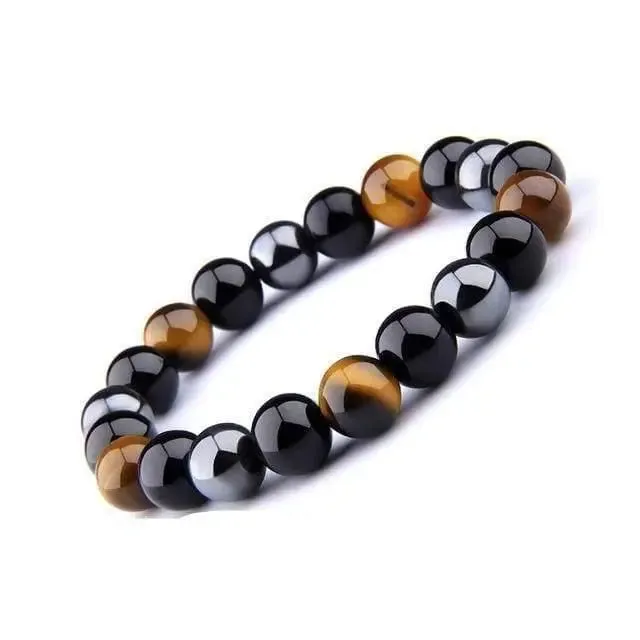 Tiger Eye & Onyx & Hematite Natural Stone handmade Bracelet