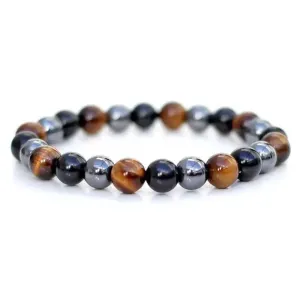 Tiger Eye & Onyx & Hematite Natural Stone handmade Bracelet