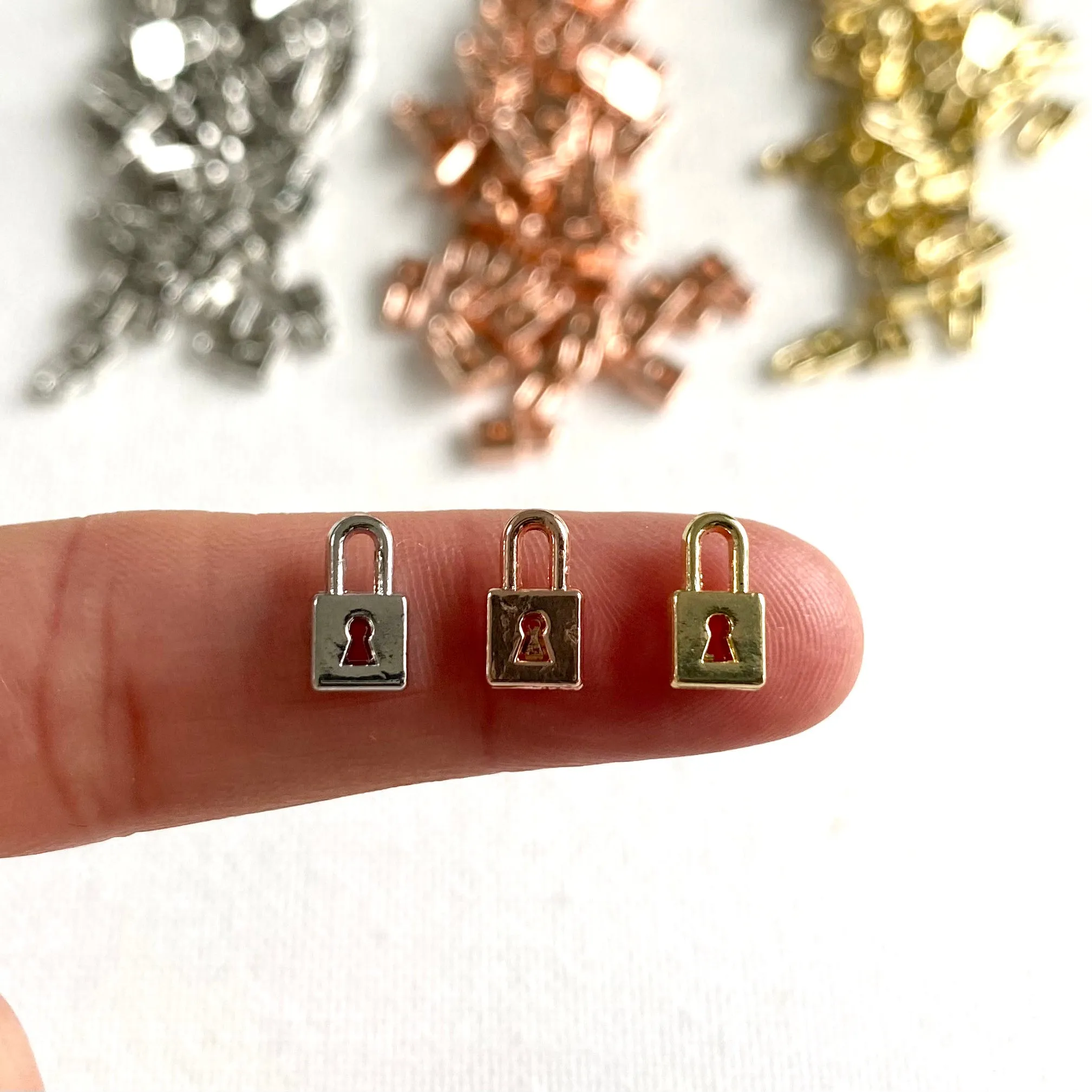 Tiny padlock charms 5mm metal Miniature key lock pendant